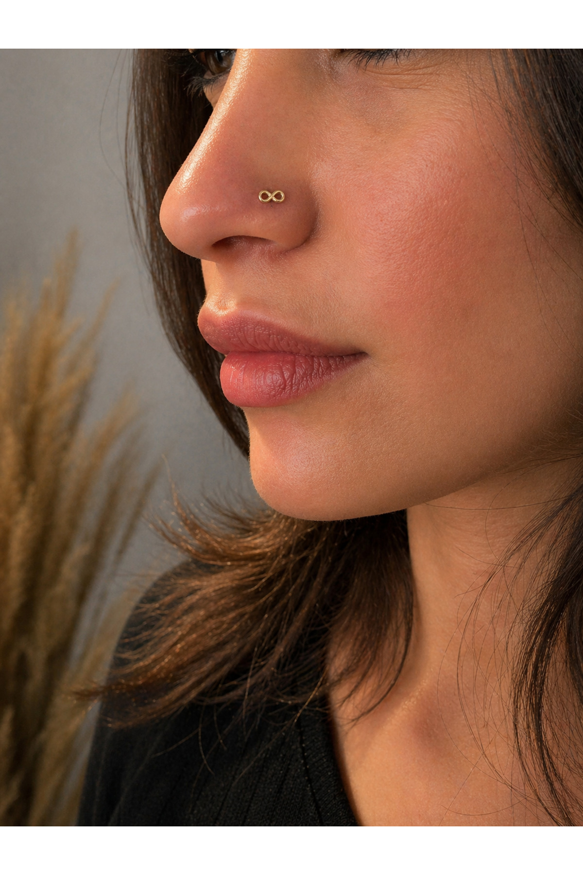 Altın Sonsuzluk Figür Hızma Burun Piercing (14 Ayar)