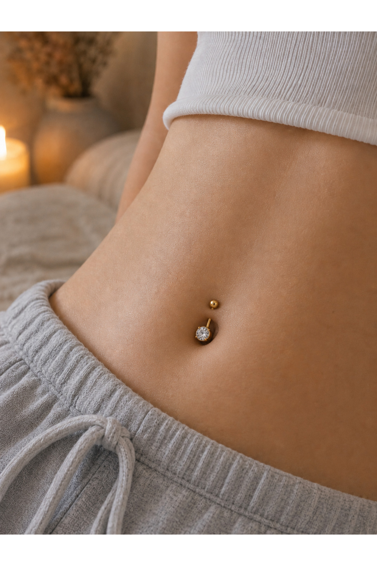 14 Ayar Altın Tektaş Göbek Piercing